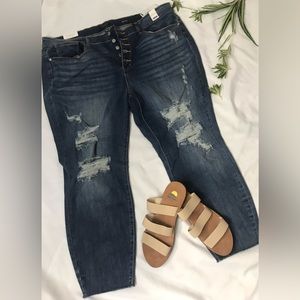 New with Tags, Judy Blue, High Waist, Destroyed, Button Fly Jeans.  Size 24W